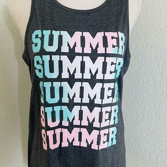 Gray Summer Graphic Sleeveless Tank Top - Picture 3 of 4